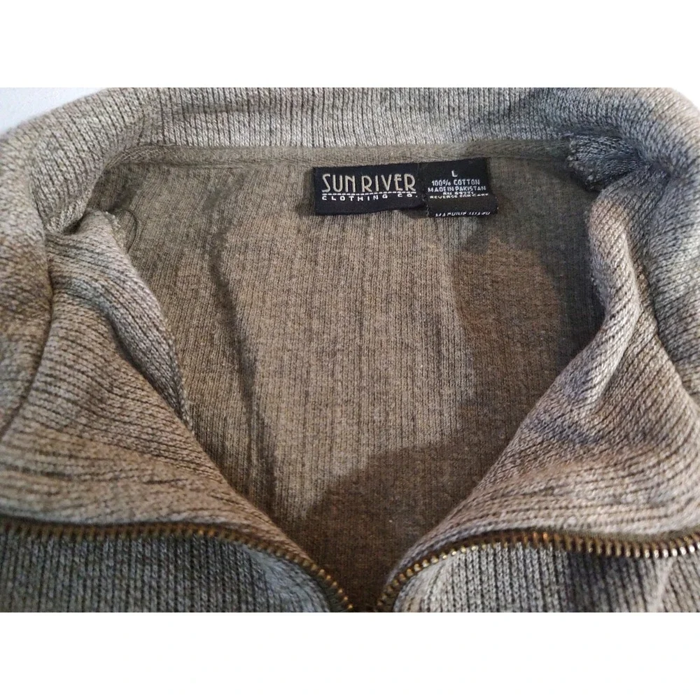 Sun River Clothing Co Sweater Casual Quarter Zip Mens Size Large Brown‎
